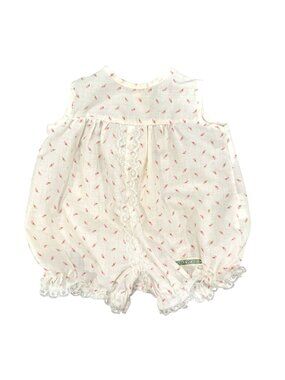 Vintage Coleco Cabbage Patch Kids Rosebud Floral Jumper One Piece Lace Romper